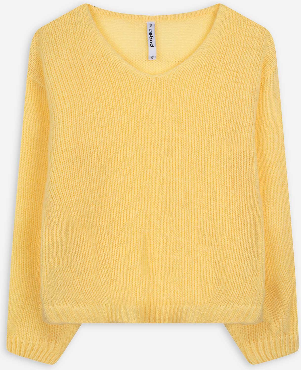 Strickpullover - V-Ausschnitt - gelb