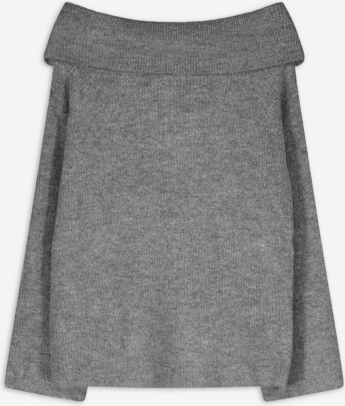 Strickpullover - Carmen-Ausschnitt - grau