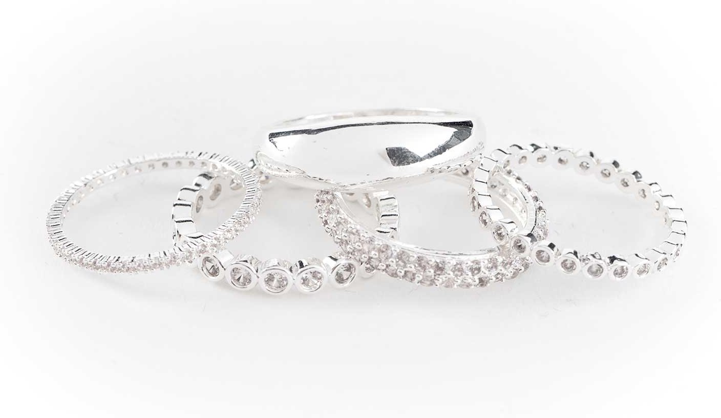 Ring - 5er-Pack - silberfarben