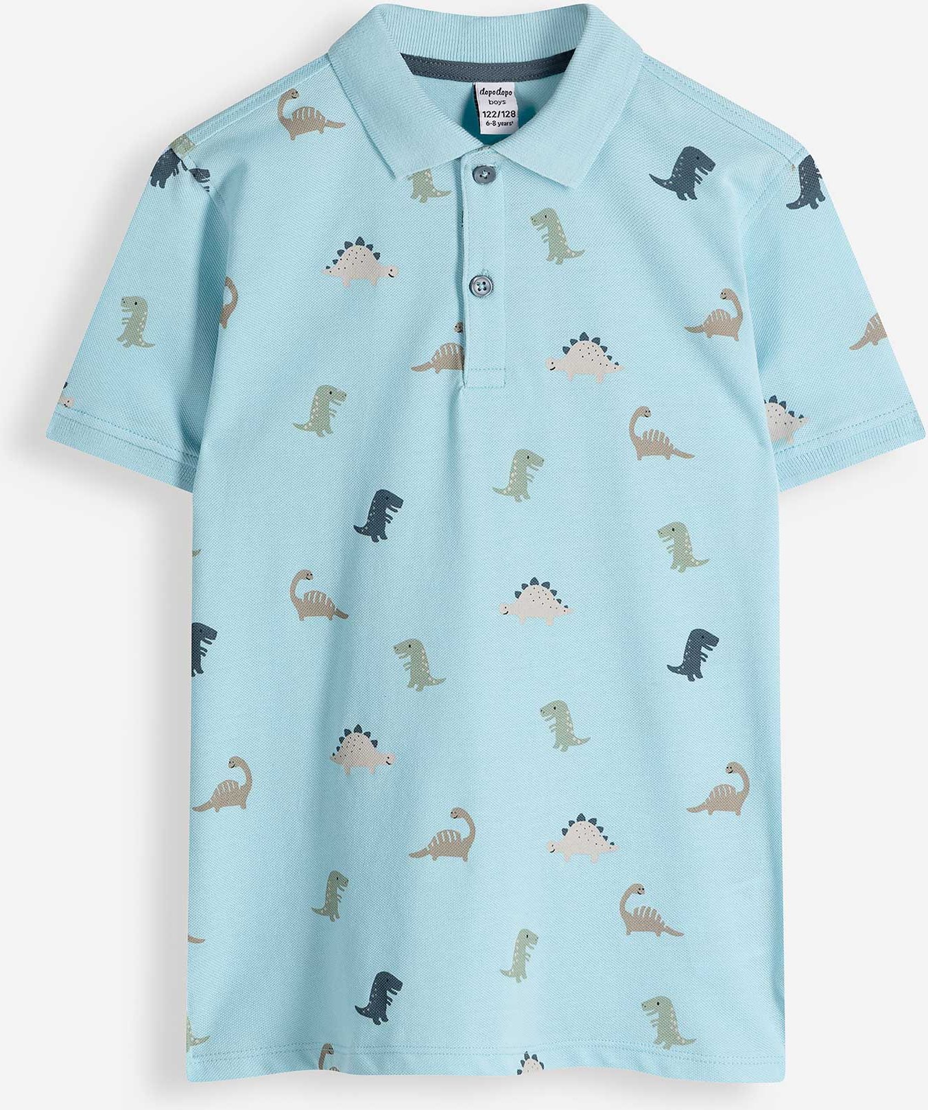 Poloshirt - Allover-Print - hellblau