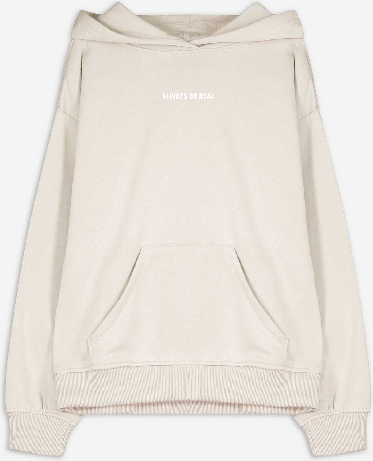 Hoodie - Print - beige