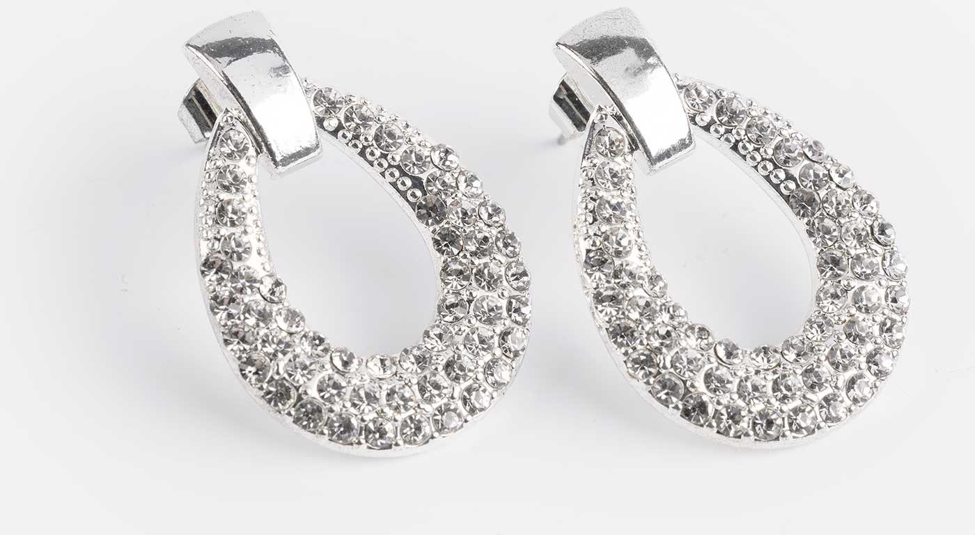 Ohrringe - Ziersteine - silberfarben