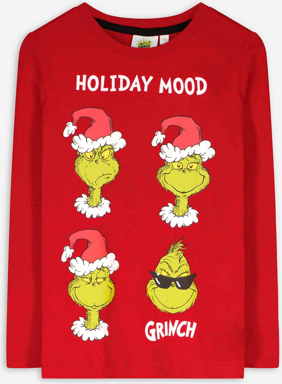 Thumbnail - Langarmshirt - Grinch - dunkelrot