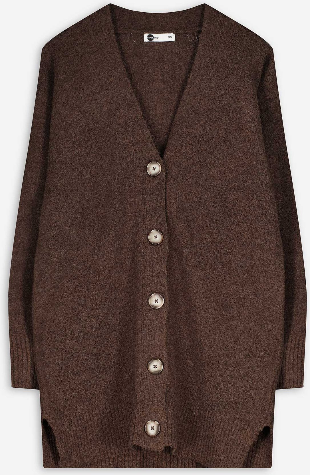 Thumbnail - Longcardigan - V-Ausschnitt - dunkelbraun