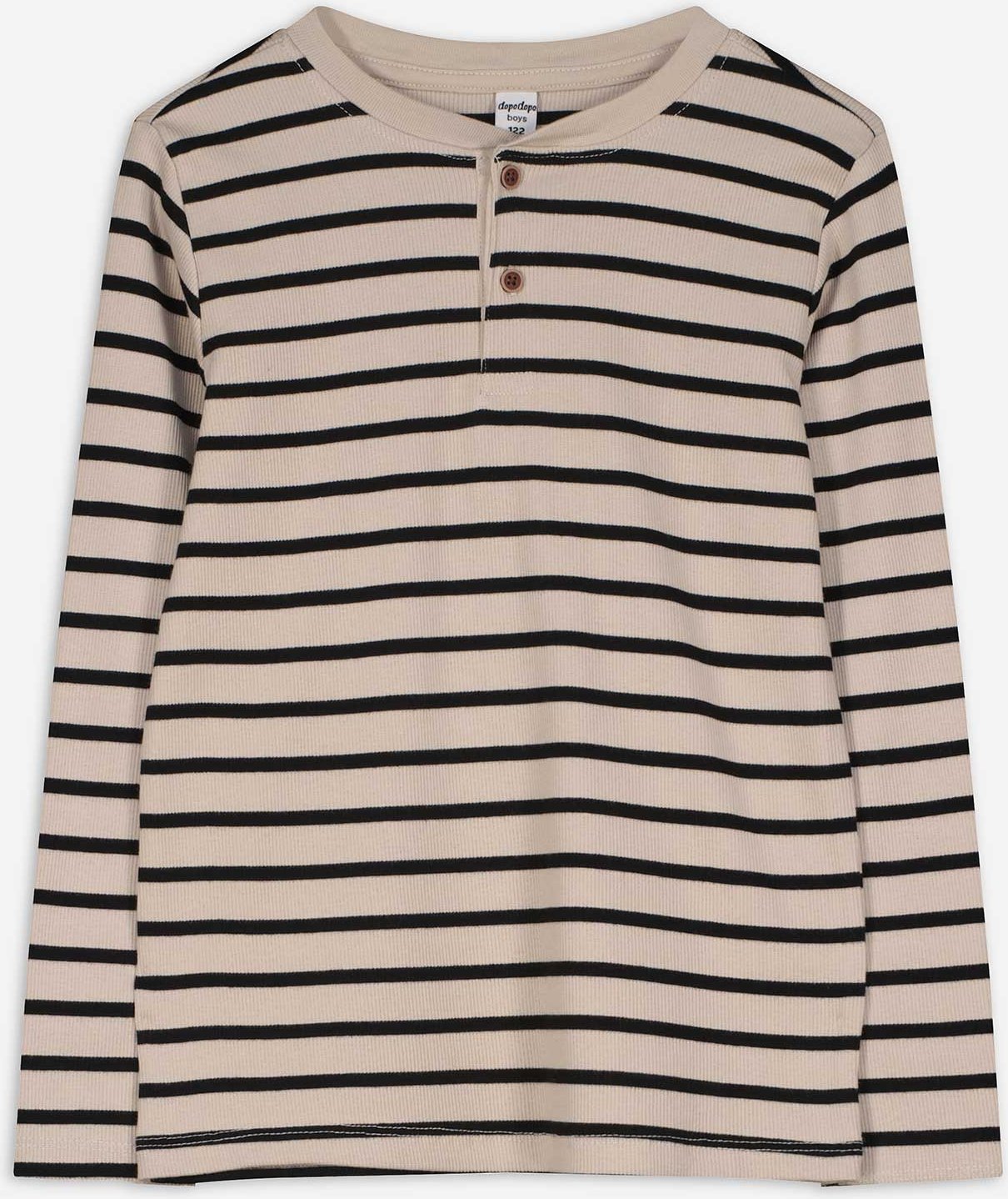 Langarmshirt - Knopfleiste - beige