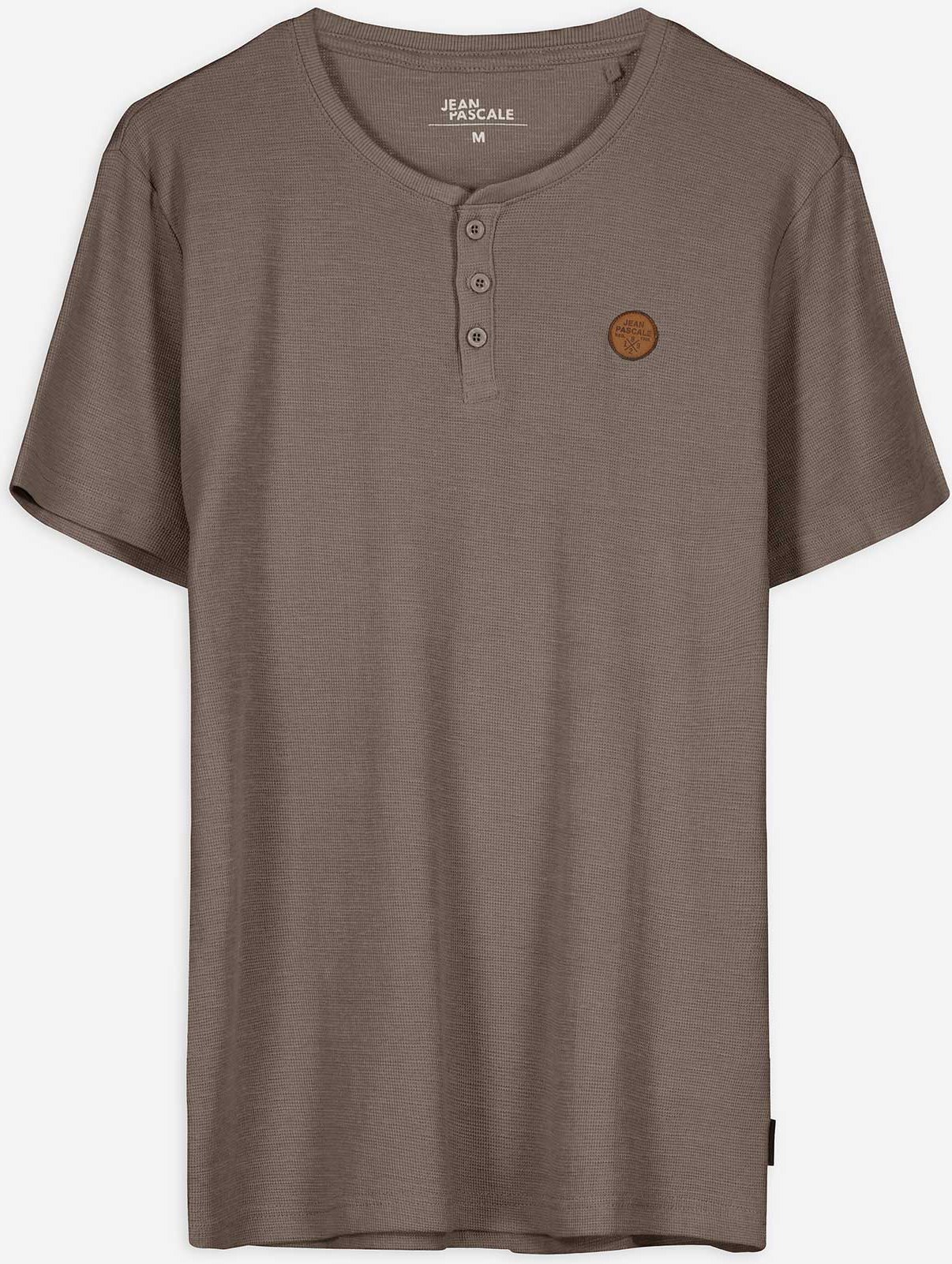 T-Shirt - Knopfleiste - hellbraun