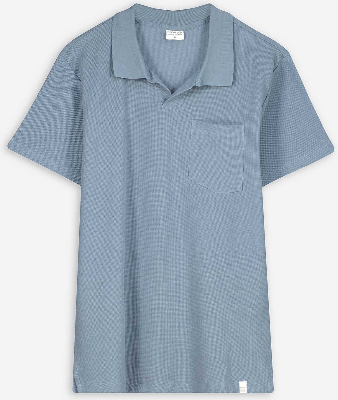 Poloshirt - Waffelstruktur - hellblau