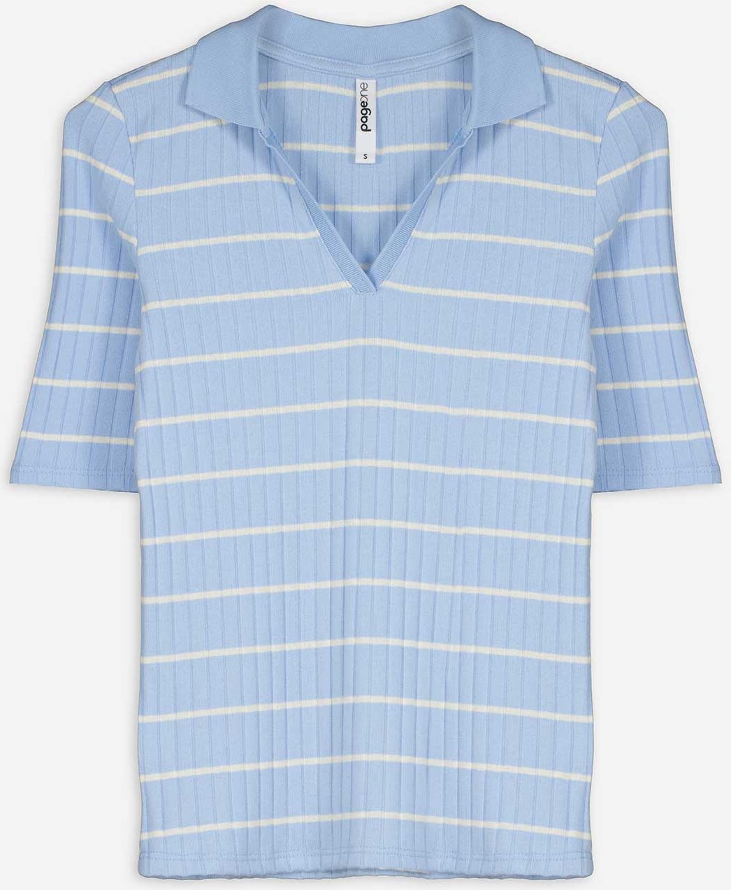 Poloshirt - Streifen - hellblau