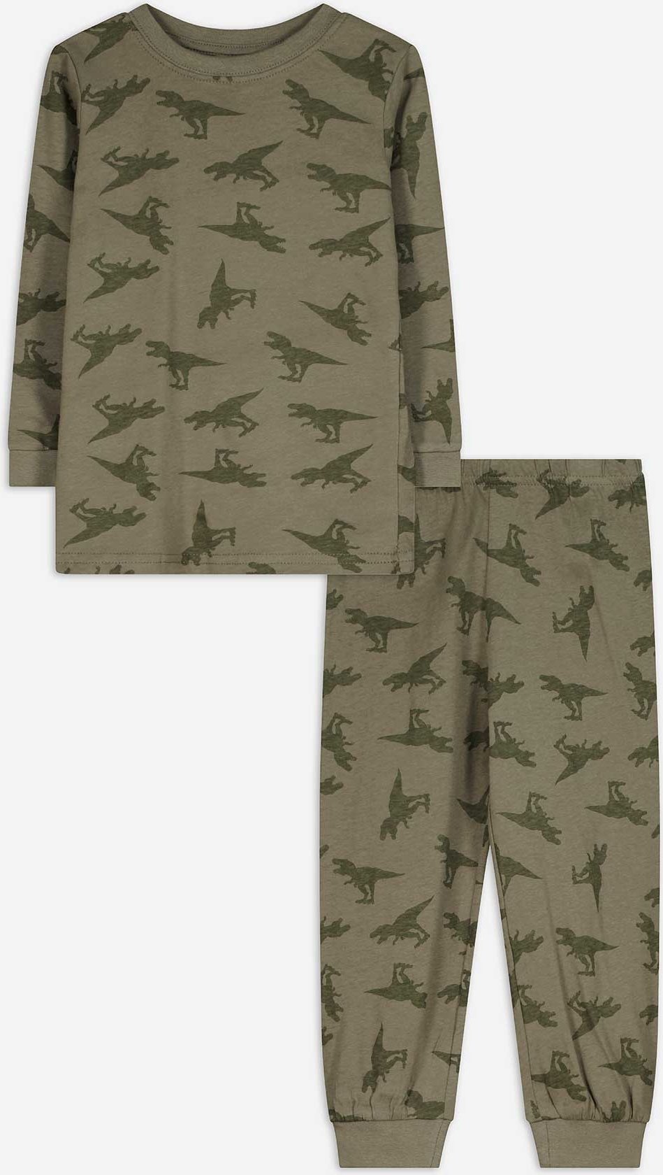 Thumbnail - Pyjama Set aus Sweatshirt und Hose - Mustermix - dunkelgrün