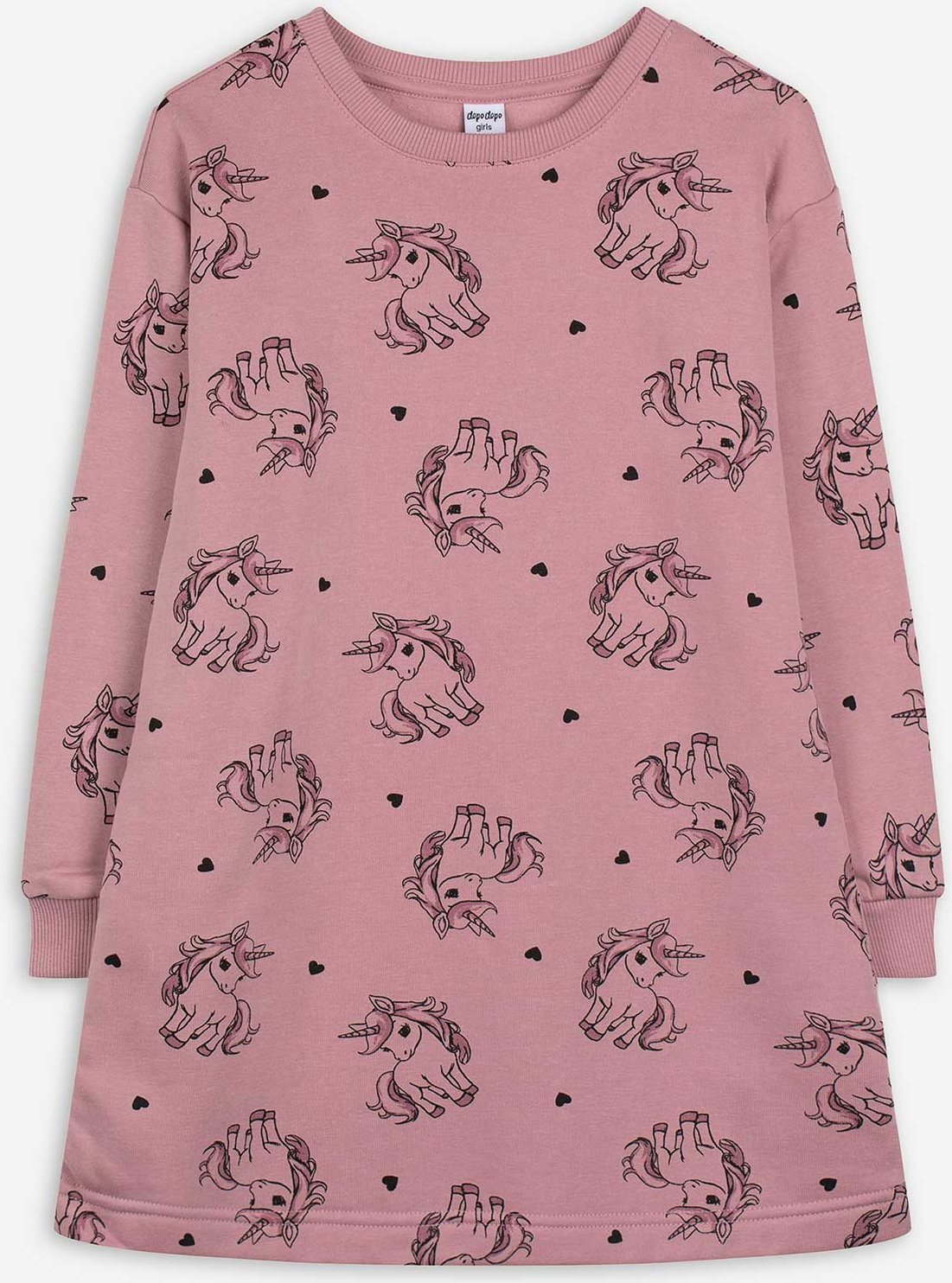 Longpullover - Allover-Print - rosa