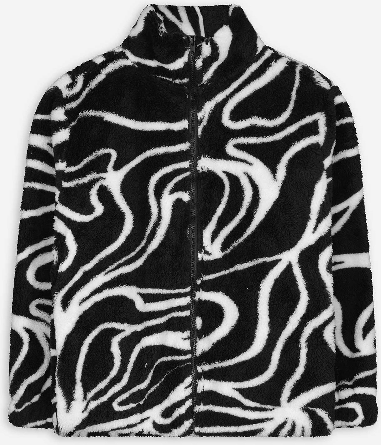 Sweatjacke - Plüsch - schwarz