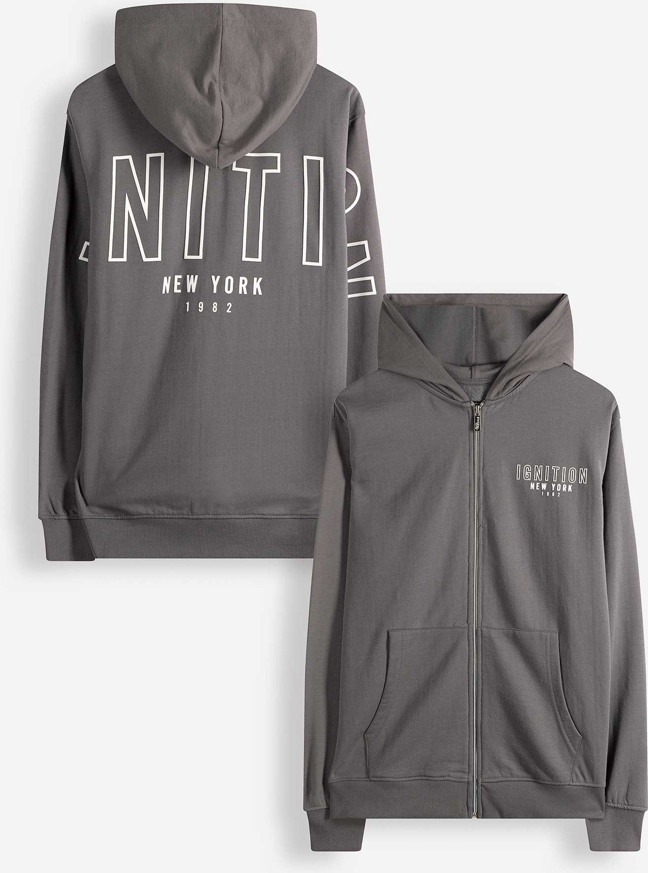 Sweatjacke - Rückenprint - dunkelgrau