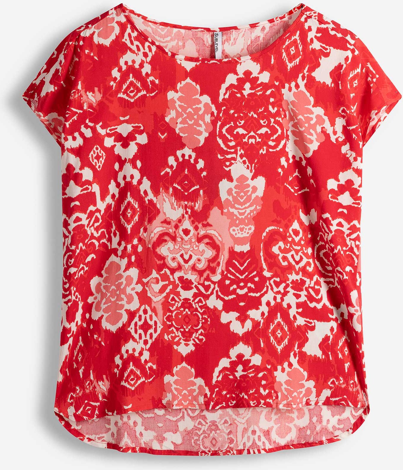 Bluse - Allover-Print - hellrot