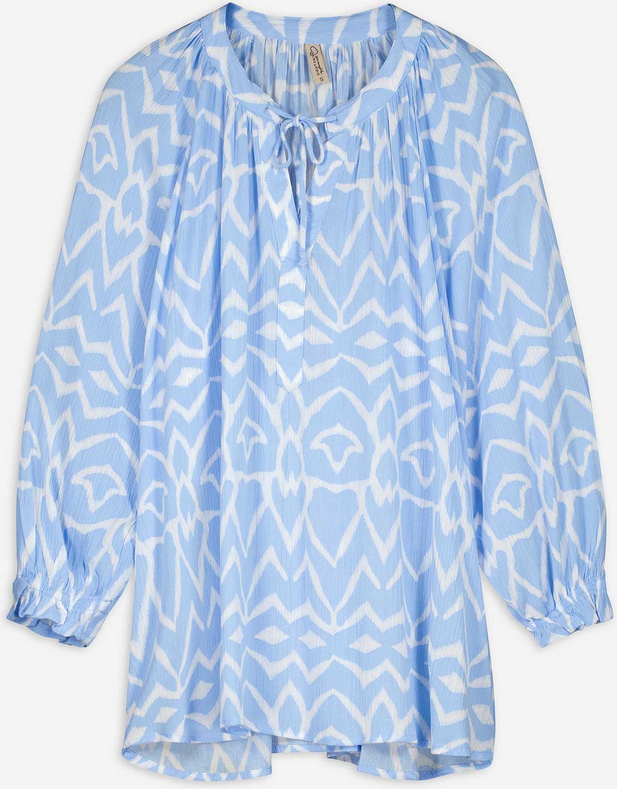 Thumbnail - Bluse - Allover-Print - hellblau