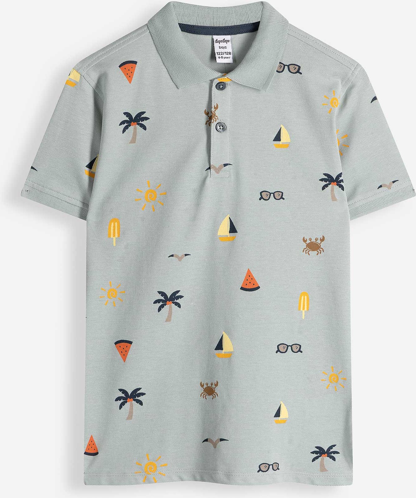 Poloshirt - Allover-Print - türkis