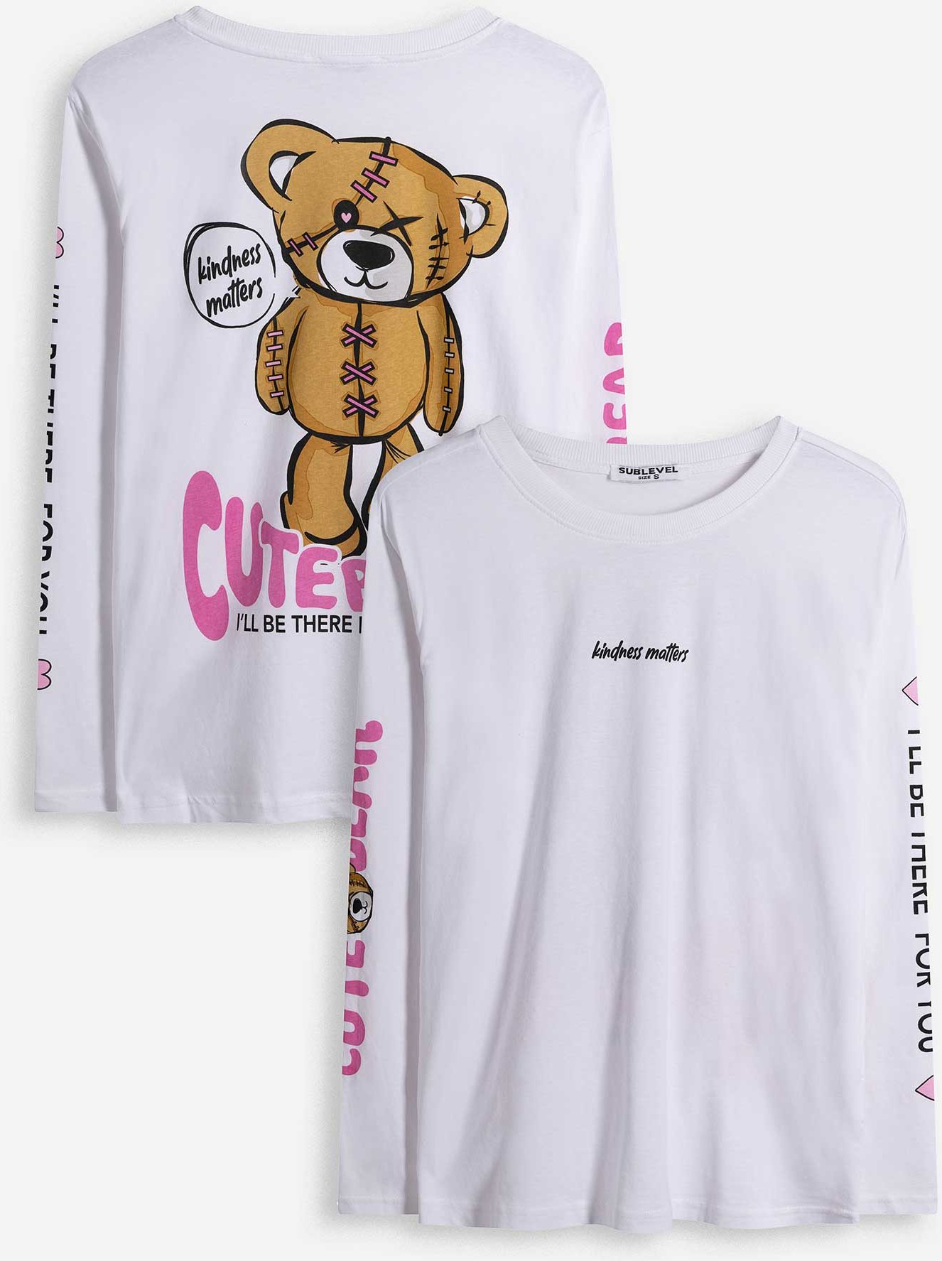 Langarmshirt - Rückenprint - weiß