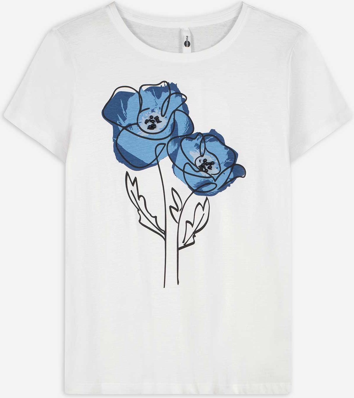 T-Shirt - Zierperlen - weiß