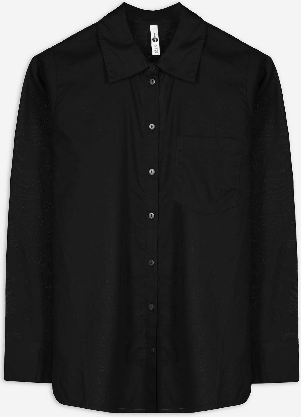 Bluse - Brusttasche - schwarz