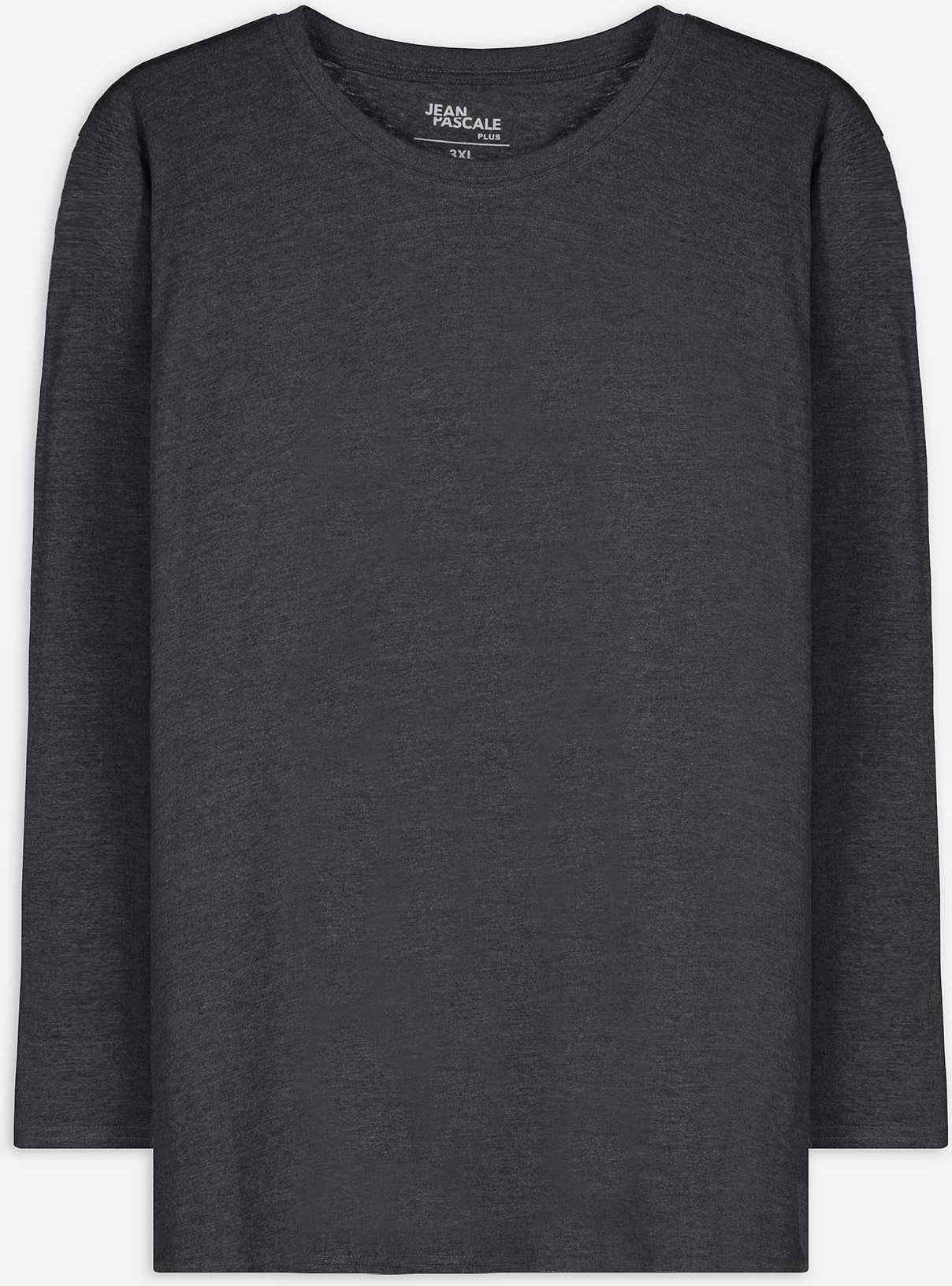 Thumbnail - Langarmshirt - Baumwolle - dunkelgrau