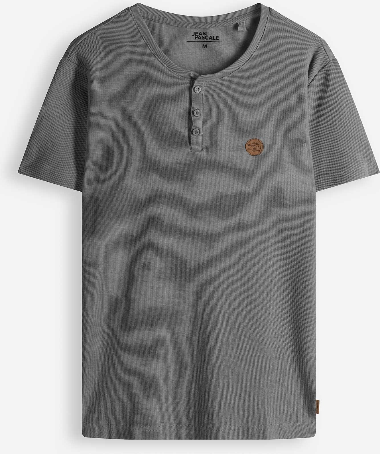 T-Shirt - Knopfleiste - dunkelgrau