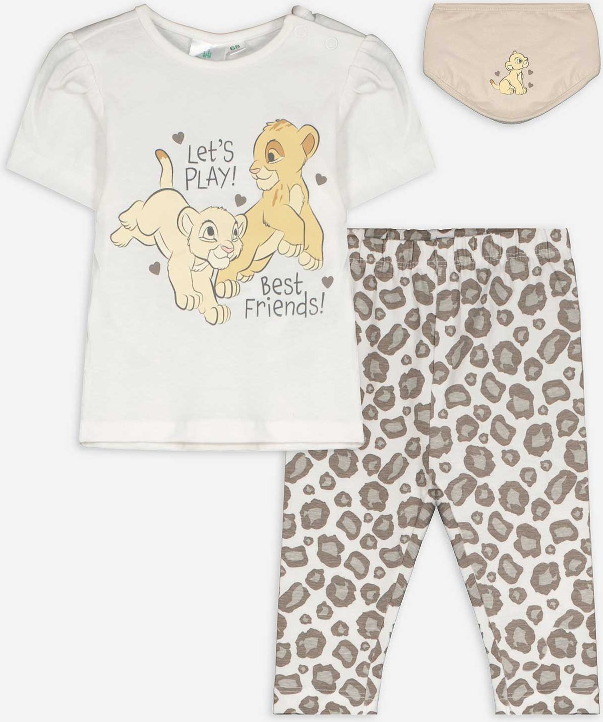 Thumbnail - Set aus T-Shirt, Hose und Lätzchen - König der Löwen - weiß