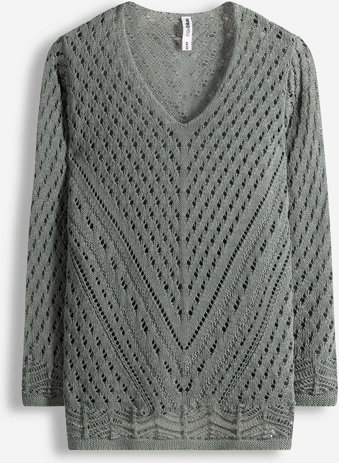 Strickpullover - V-Ausschnitt - türkis