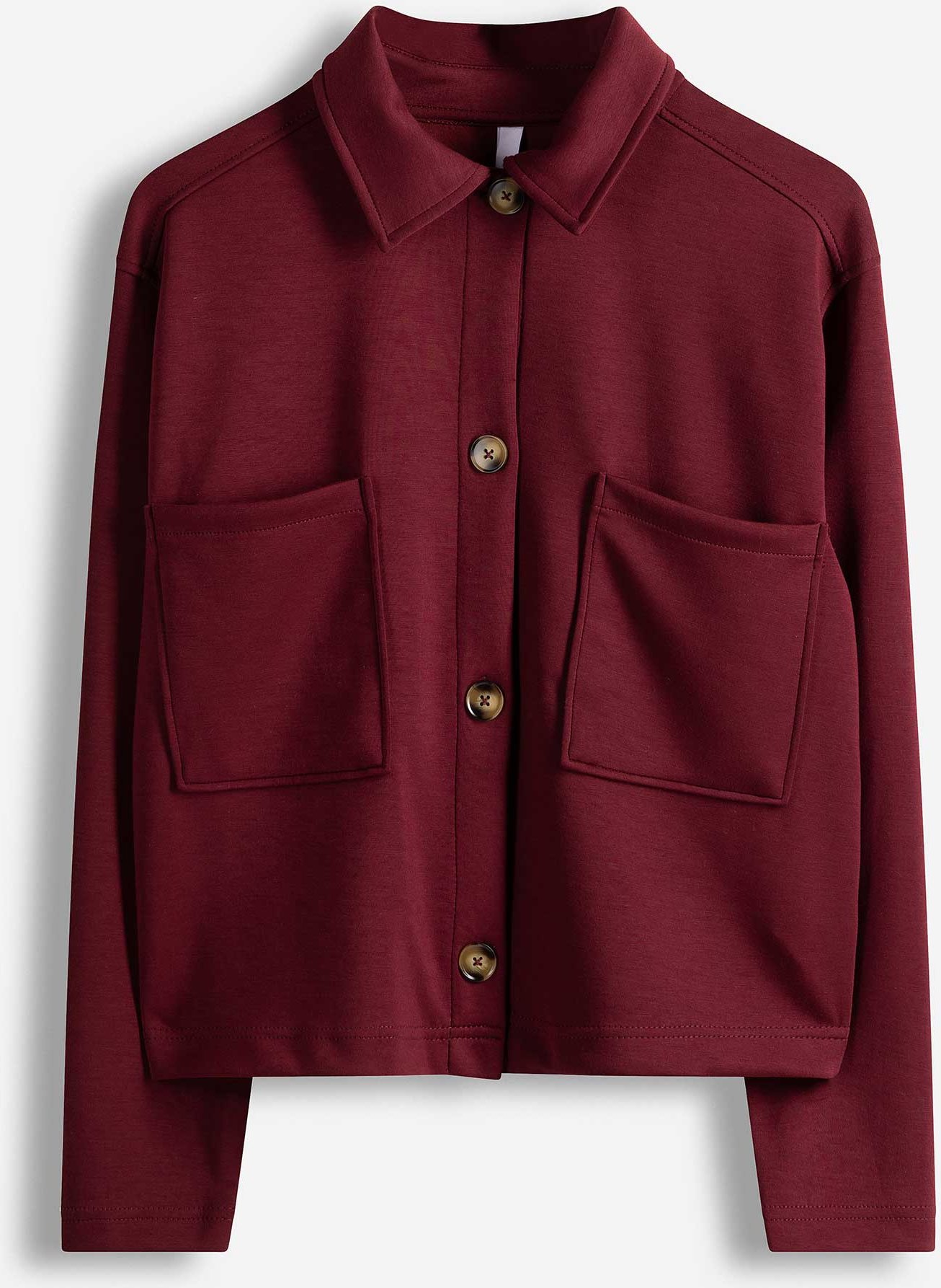 Sweatjacke - Knopfleiste - dunkelrot