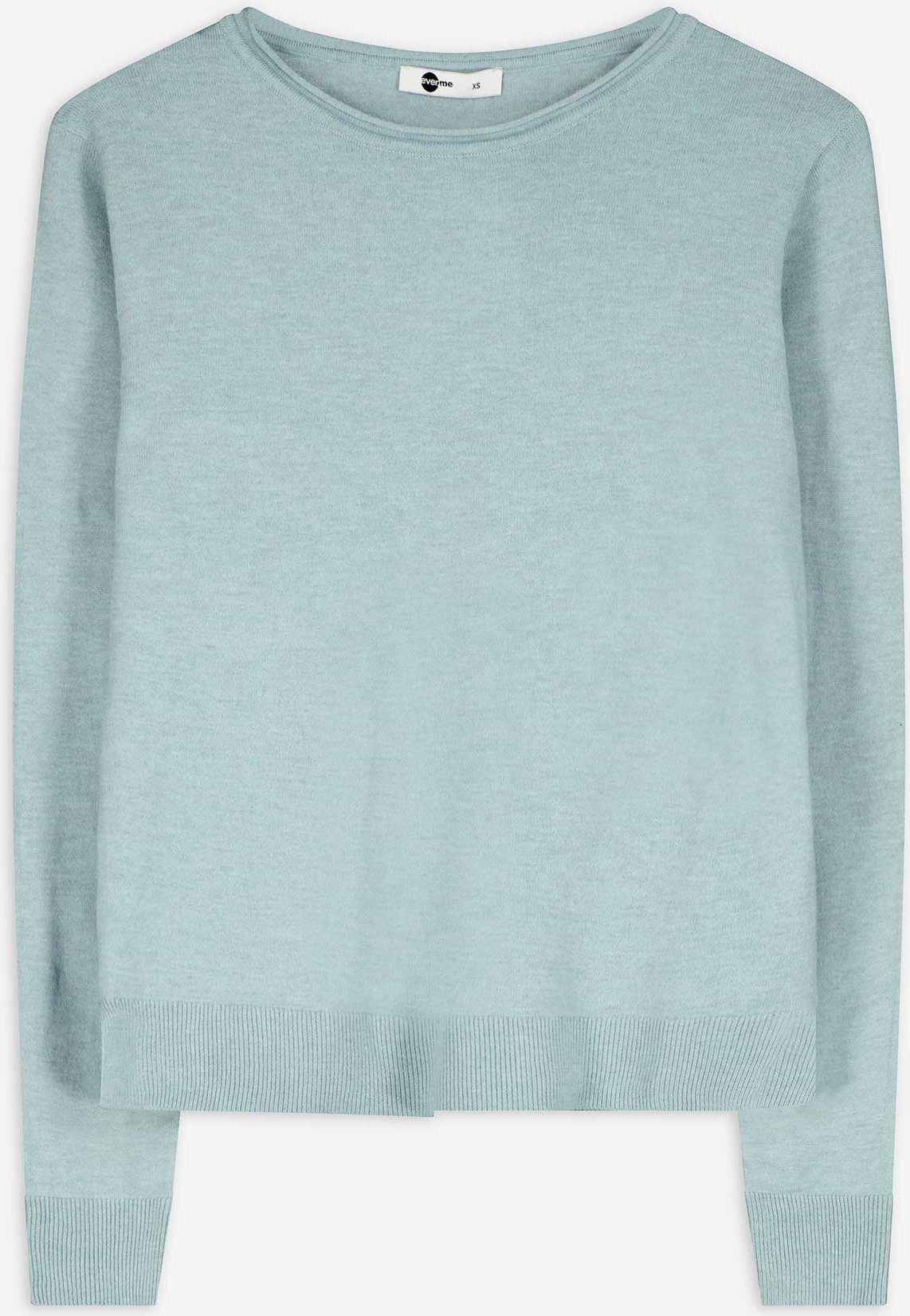 Strickpullover - Rundhals-Ausschnitt - türkis