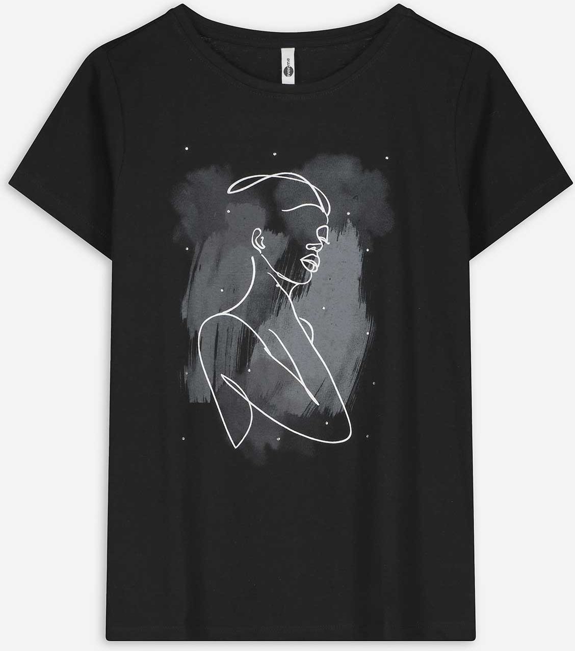 T-Shirt - Zierperlen - schwarz