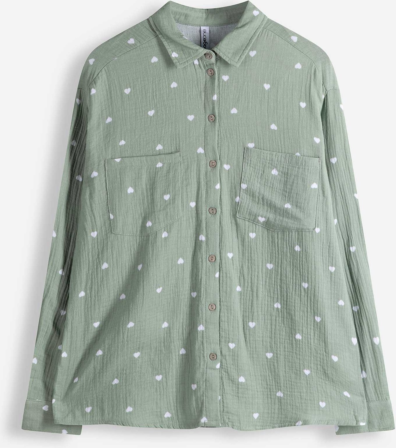 Bluse - Allover-Print - türkis