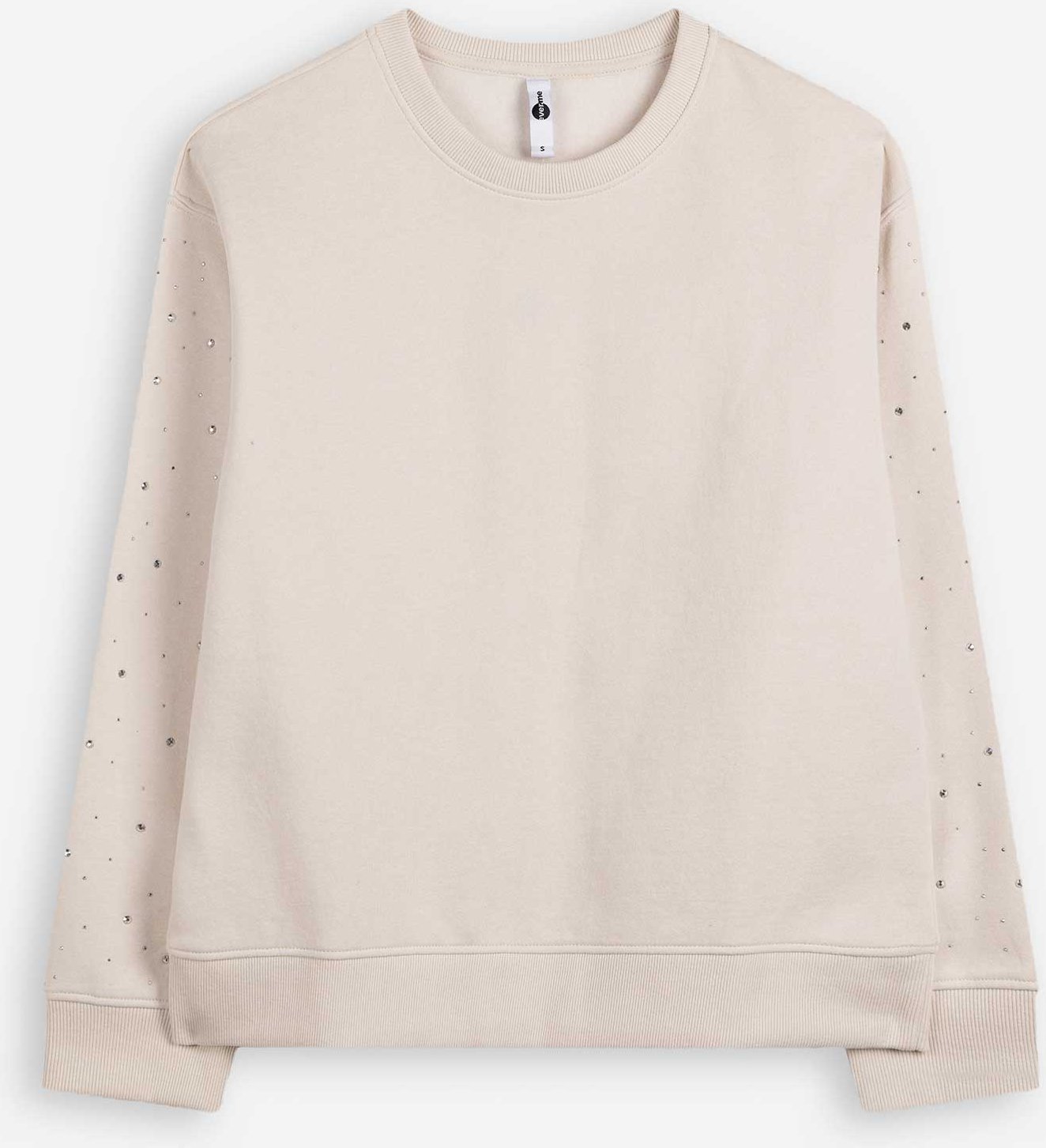 Sweatshirt - Ziersteine - beige