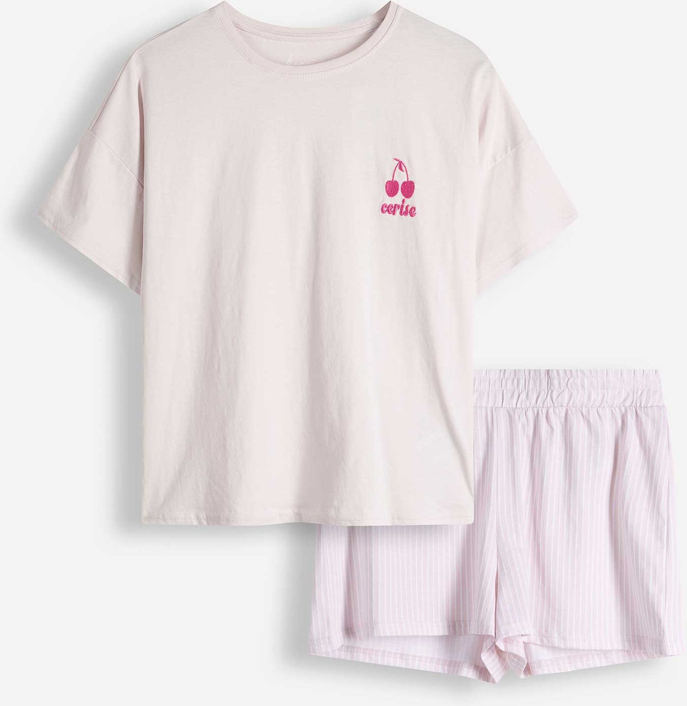 Pyjama Set aus Shirt und Shorts - Mustermix - lila
