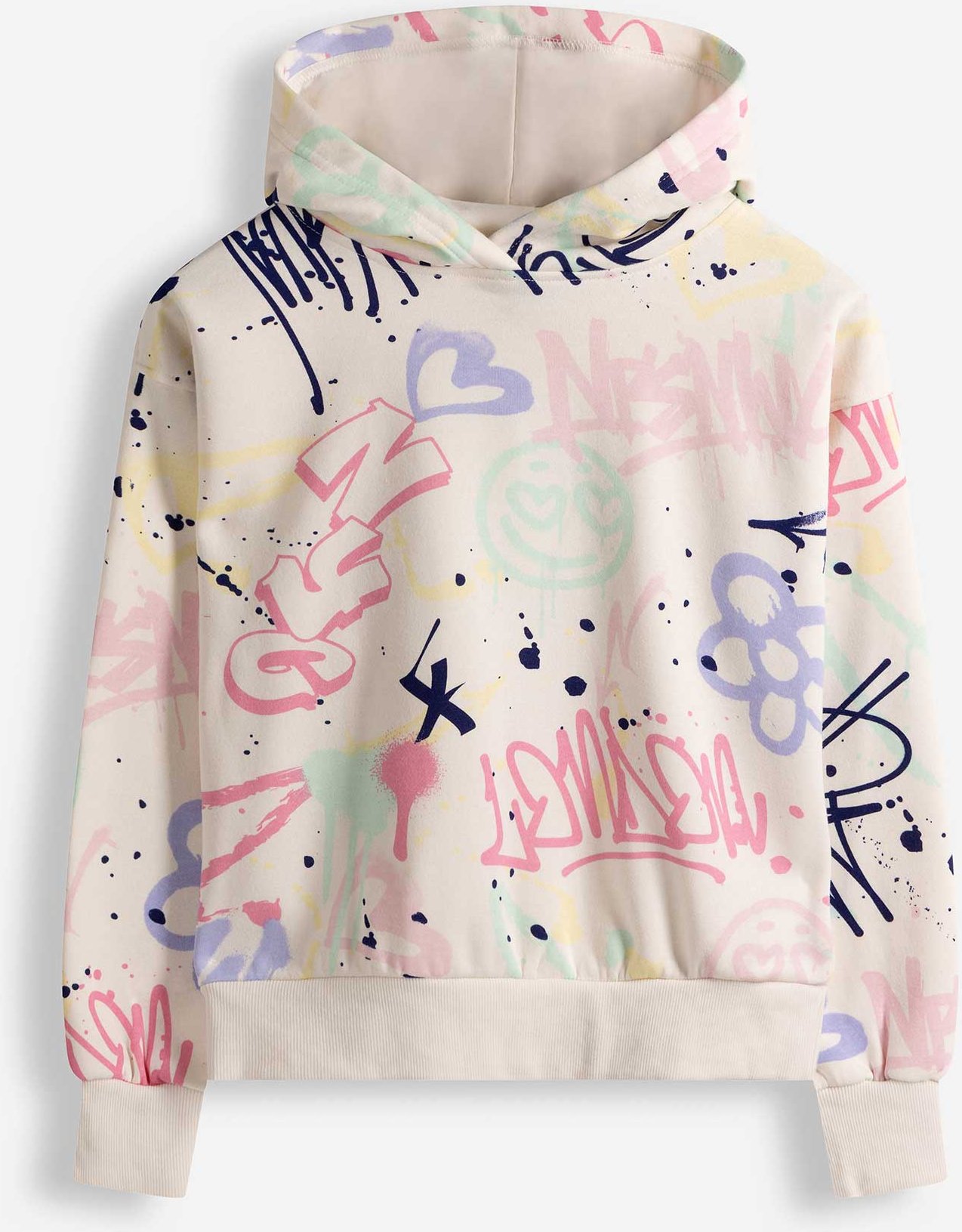 Hoodie - Allover-Print - weiß