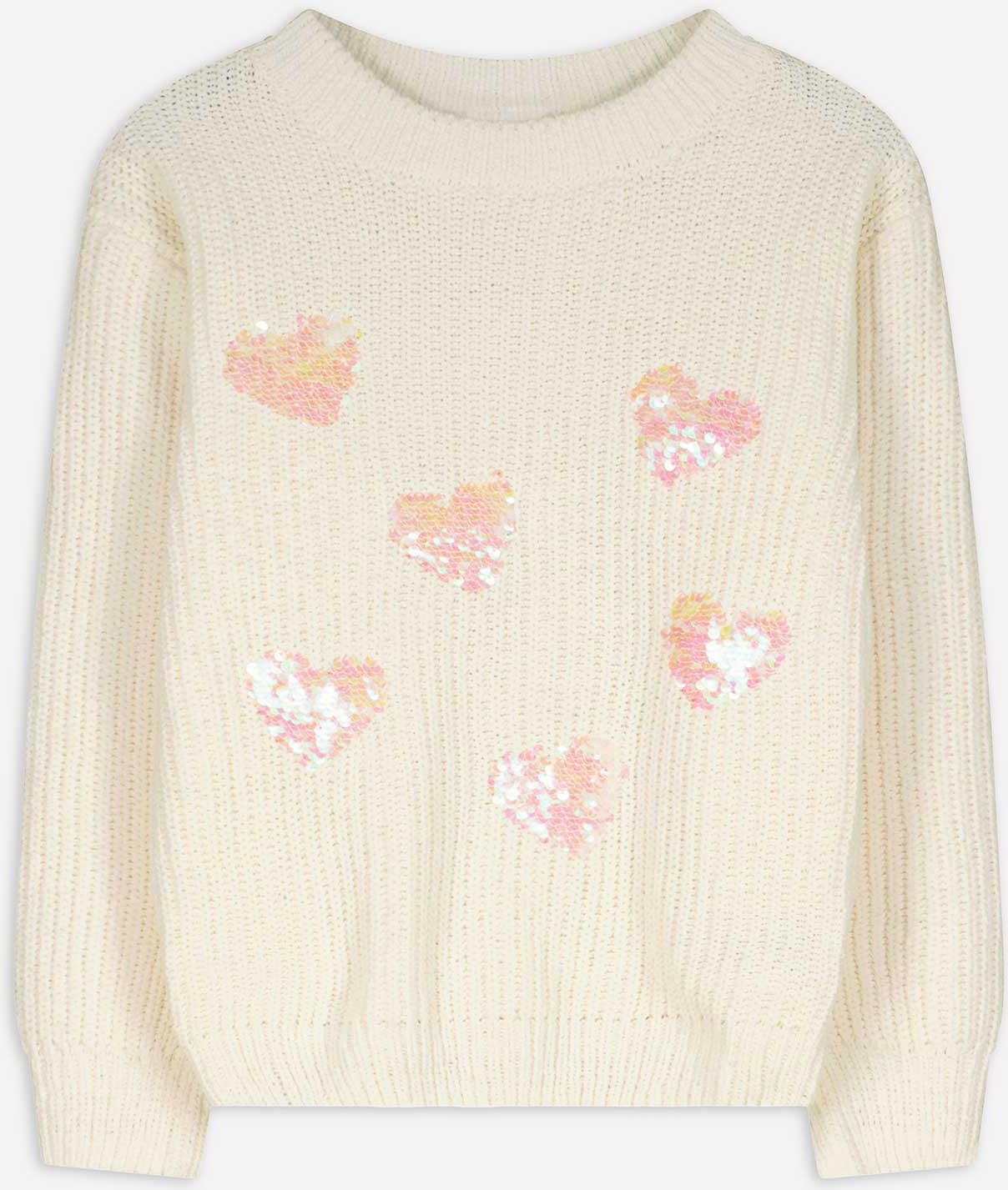 Pullover - Wendepailletten - weiß