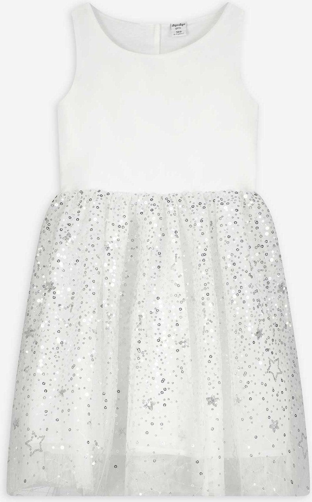 Kleid - Paillettenbesatz - weiß