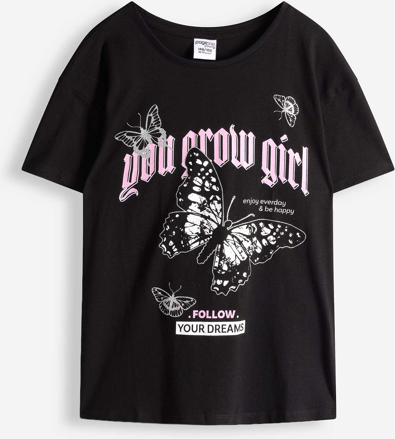 T-Shirt - Frontprint - schwarz