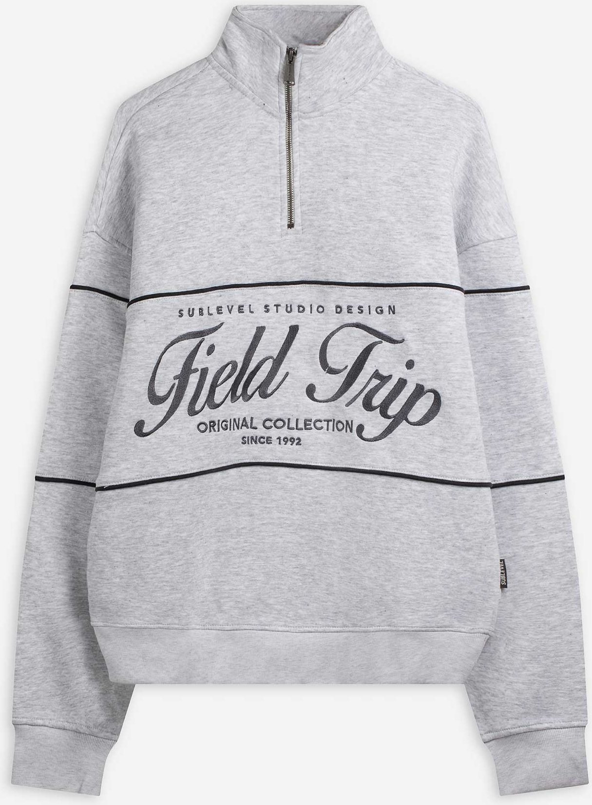 Sweatshirt - Troyer - hellgrau