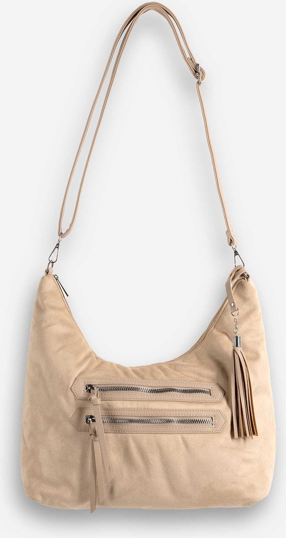 Tasche - Wildlederimitat - beige