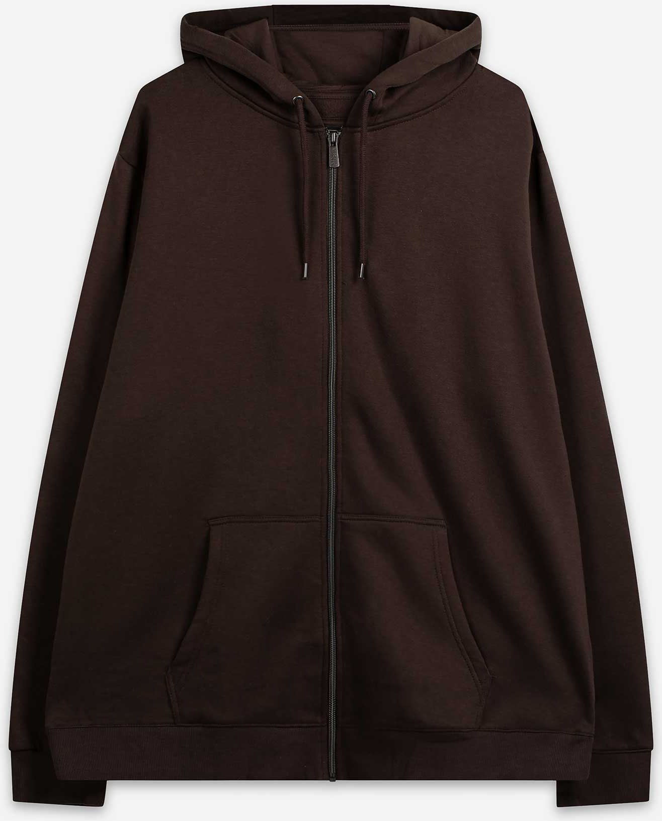 Sweatjacke - Kapuze mit Tunnelzug - dunkelbraun