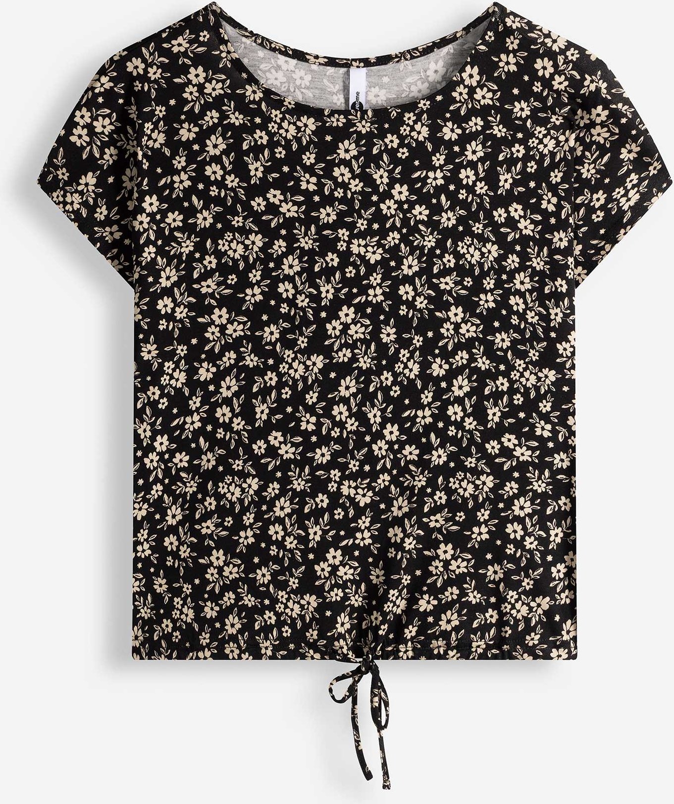T-Shirt - Florales Muster - schwarz