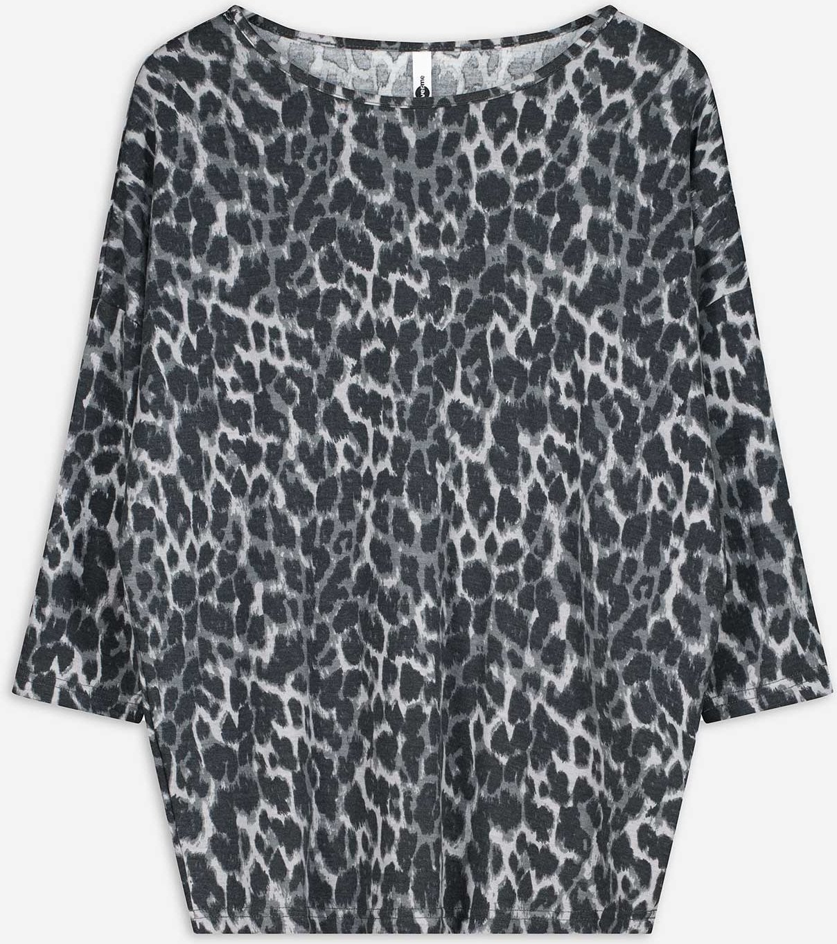 Langarmshirt - Leopardenmuster - grau