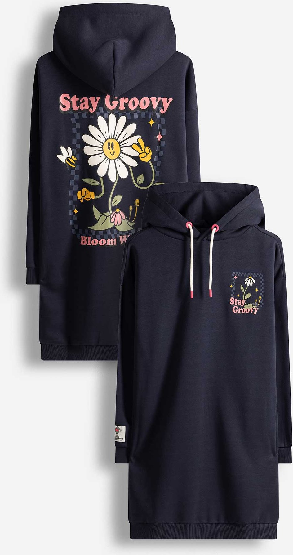 Kleid - Rückenprint - dunkelblau