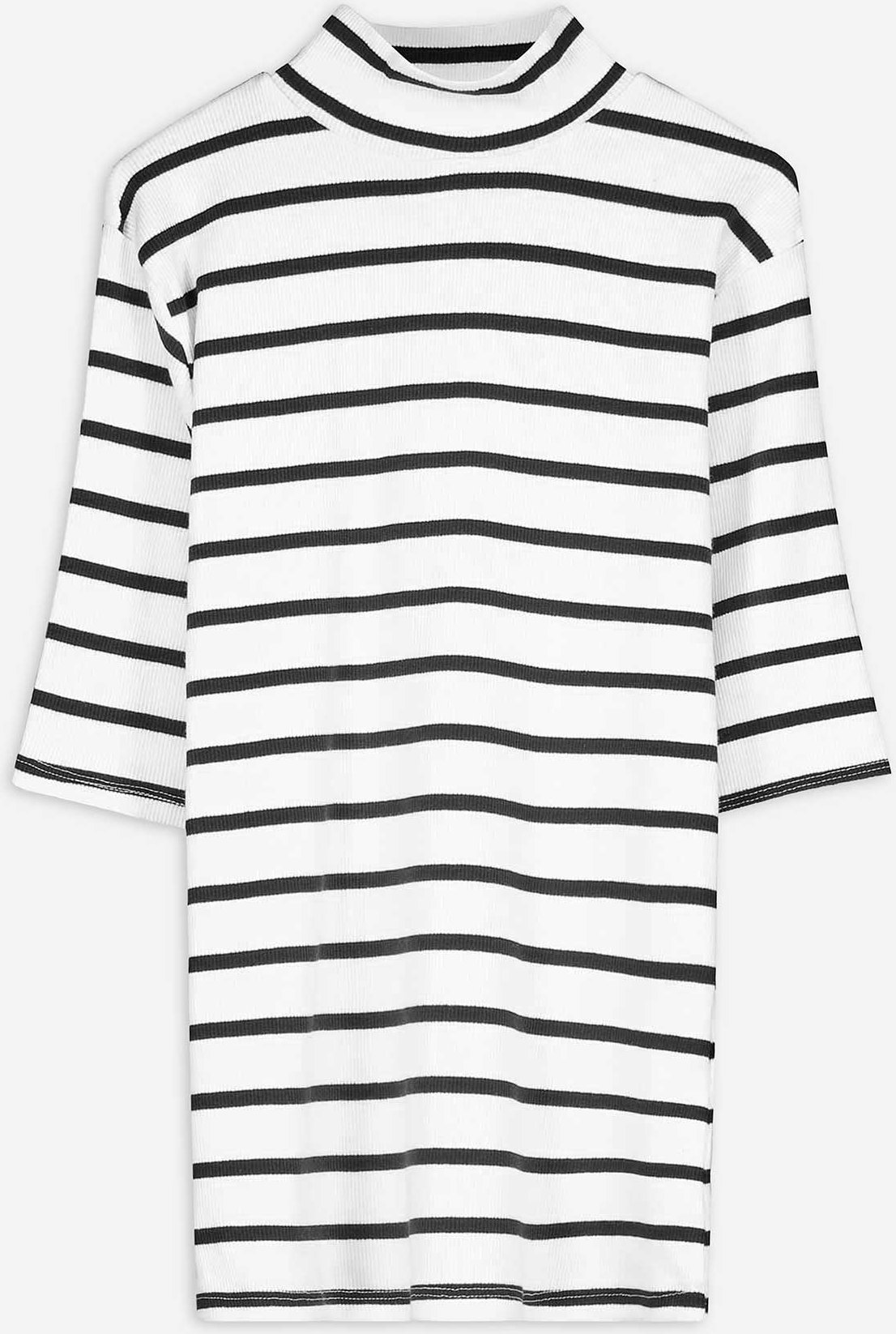 T-Shirt - Stehkragen - weiß