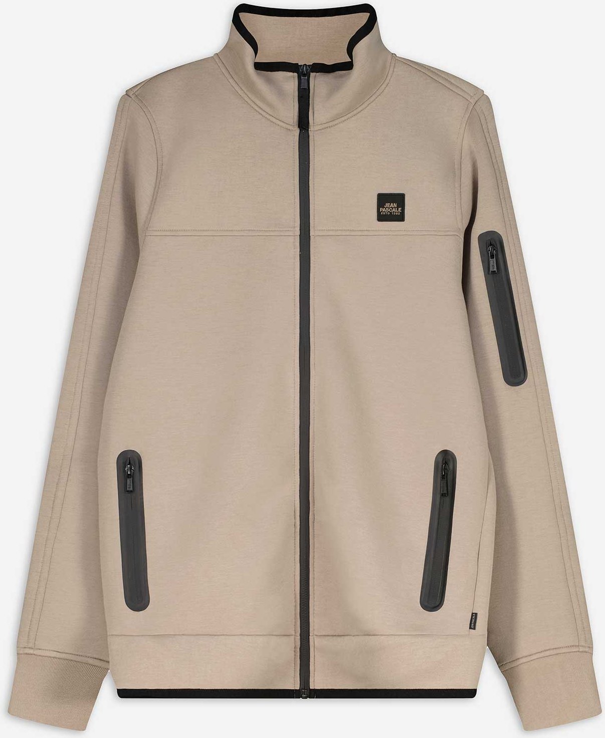Sweatjacke - Stehkragen - beige