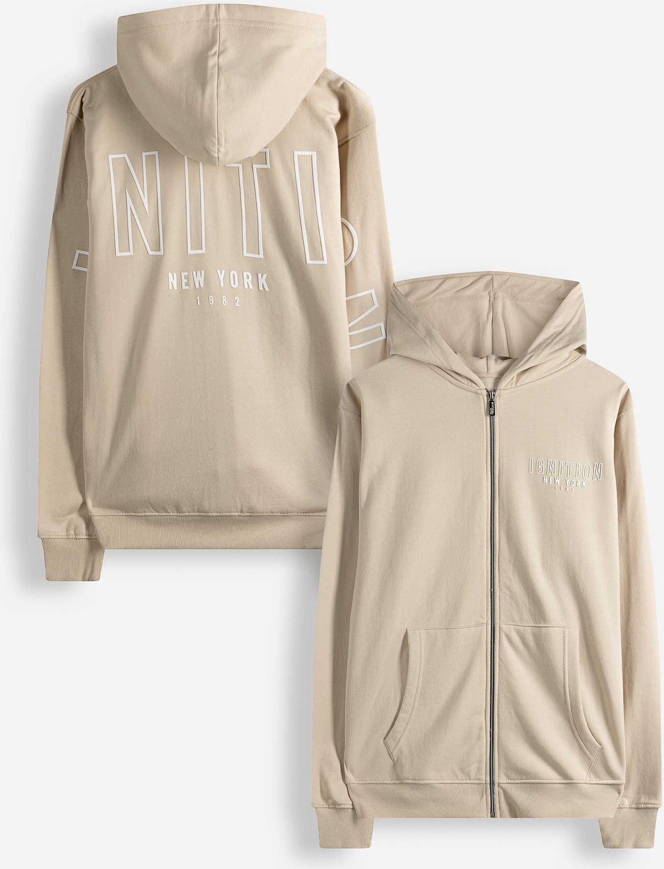 Sweatjacke - Rückenprint - weiß