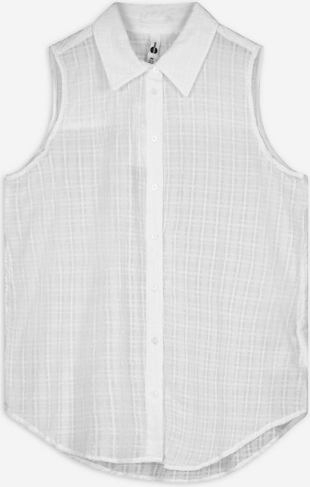 Thumbnail - Blusenshirt - Crinkle-Optik - weiß