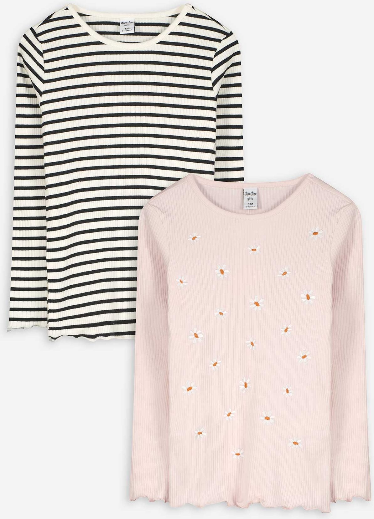 Langarmshirt - 2er-Pack - weiß