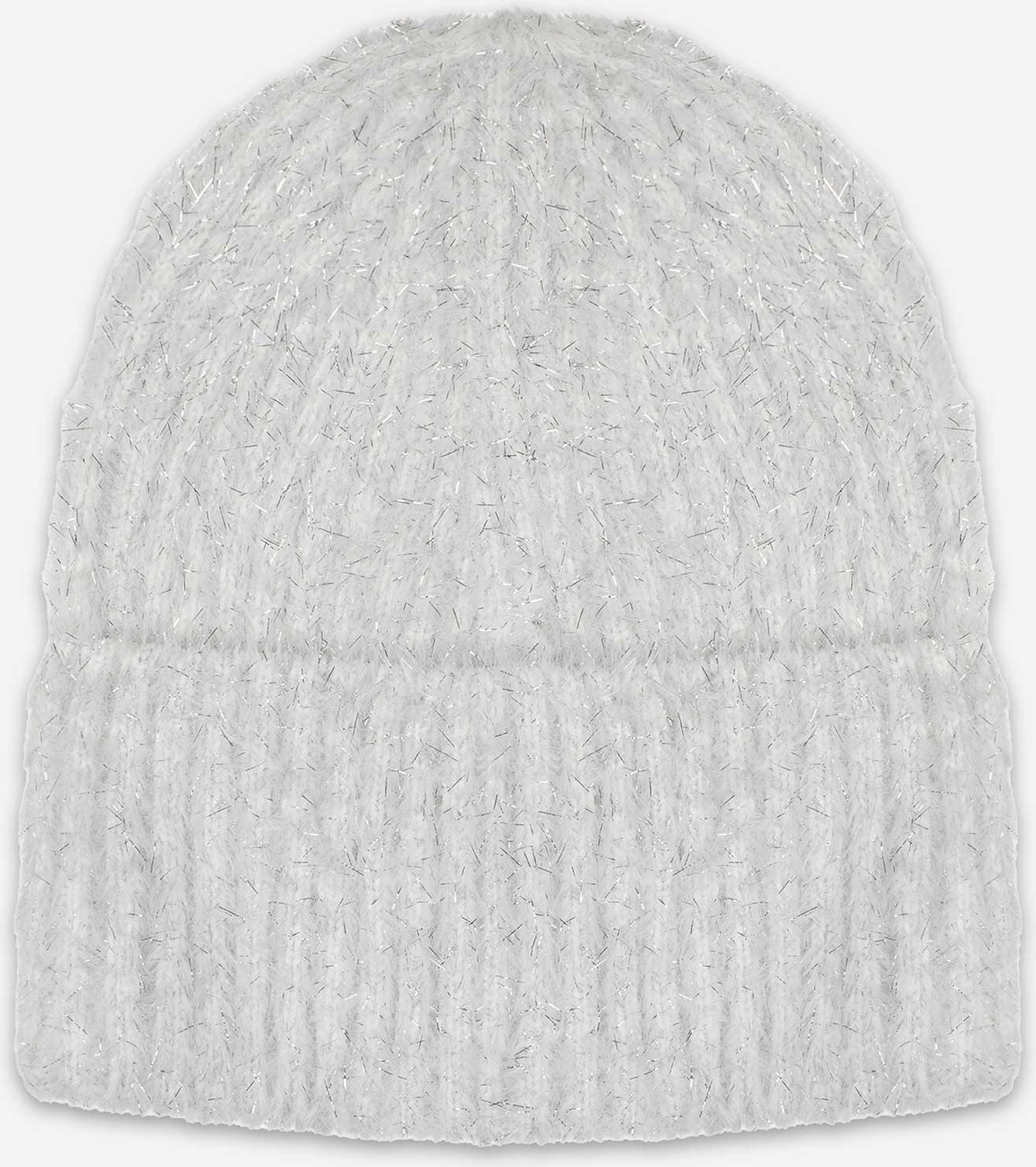 Mütze - Glitzerstoff - weiß