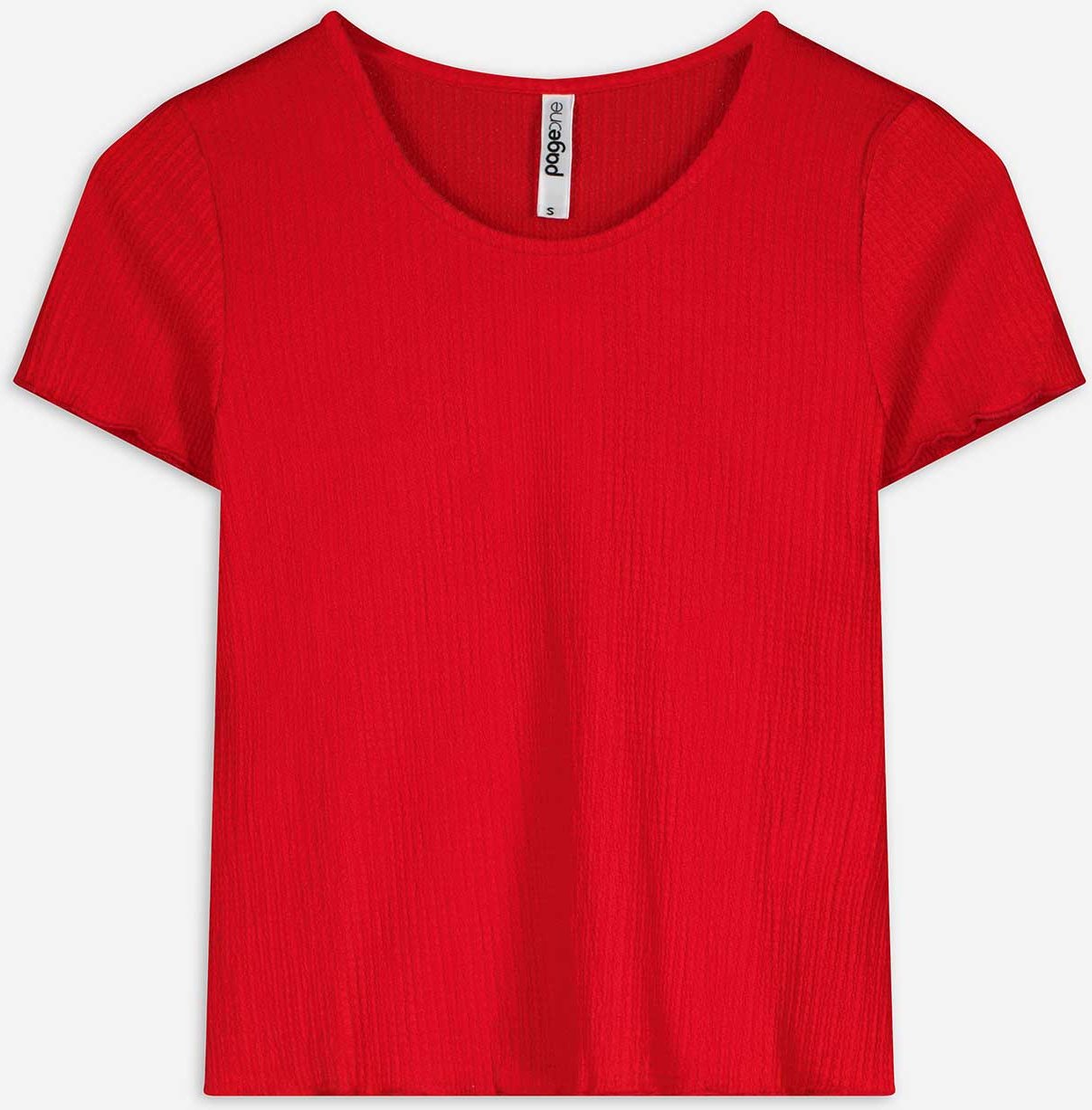 T-Shirt - Rippenstruktur - rot