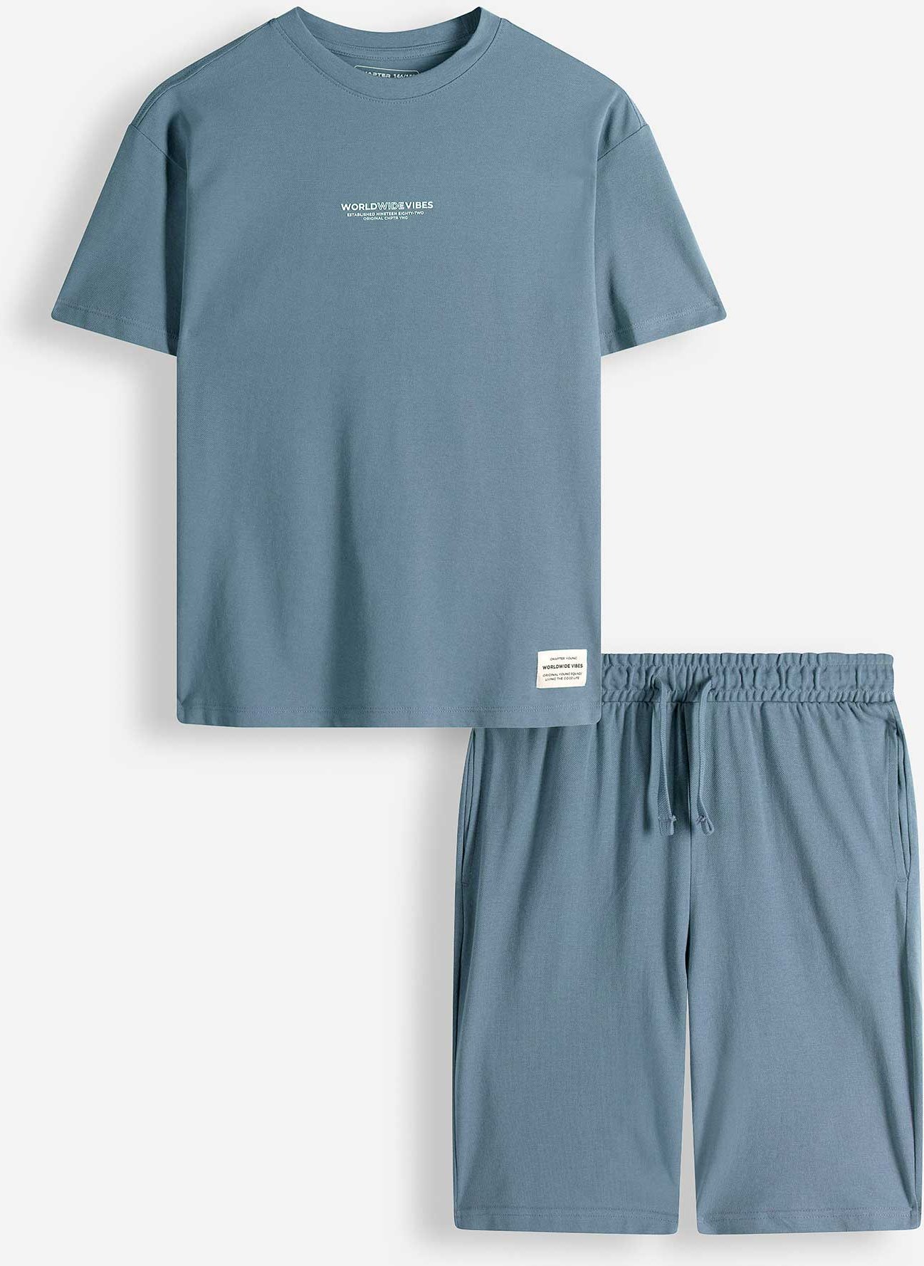 Set aus T-Shirt und Hose - Piqué - dunkelblau